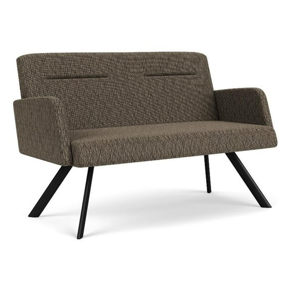 Willow Lounge Lobby Reception Waiting Room Loveseat / Black Steel / Brown