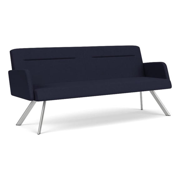 Willow Lounge Lobby Reception Waiting Room Sofa / Silver Steel / Navy Blue