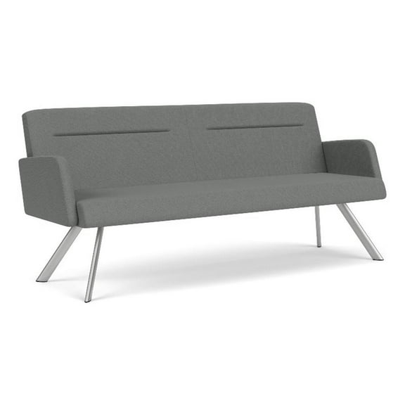 Willow Lounge Lobby Reception Waiting Sofa / Silver Steel / Light Gray