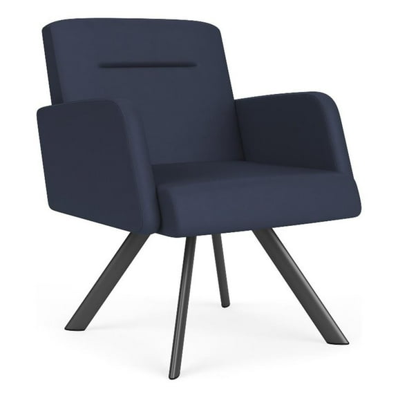 Willow Lounge Lobby Reception Waiting Swivel Guest Chair / Charcoal Steel / Blue