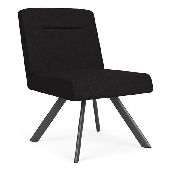 Willow Lounge Reception Armless Swivel Guest Chair / Charcoal Steel / Black