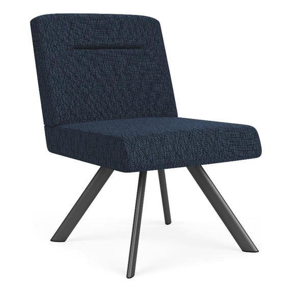 Willow Lounge Reception Armless Swivel Guest Chair / Charcoal Steel / Blue