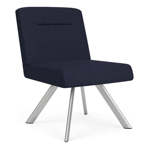 Willow Lounge Reception Armless Swivel Guest Chair / Silver Steel / Navy Blue