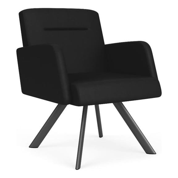 Willow Lounge Reception Waiting Swivel Guest Chair / Charcoal Steel / Black