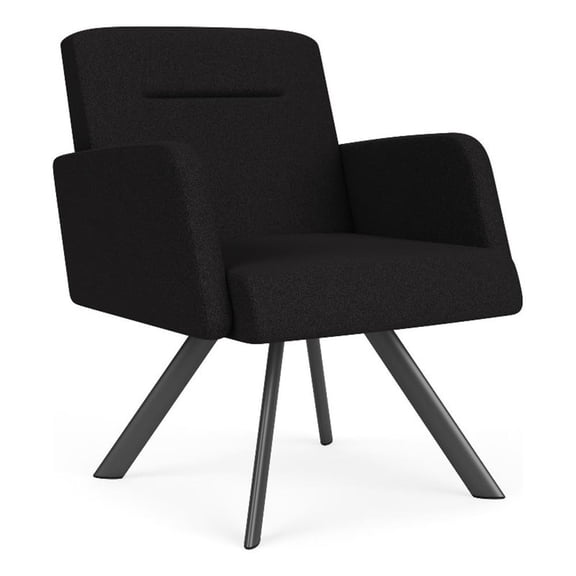 Willow Lounge Reception Waiting Swivel Guest Chair / Charcoal Steel / Black