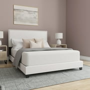 Willow Nailhead Trim Upholstered Full Bed, White Faux Leather