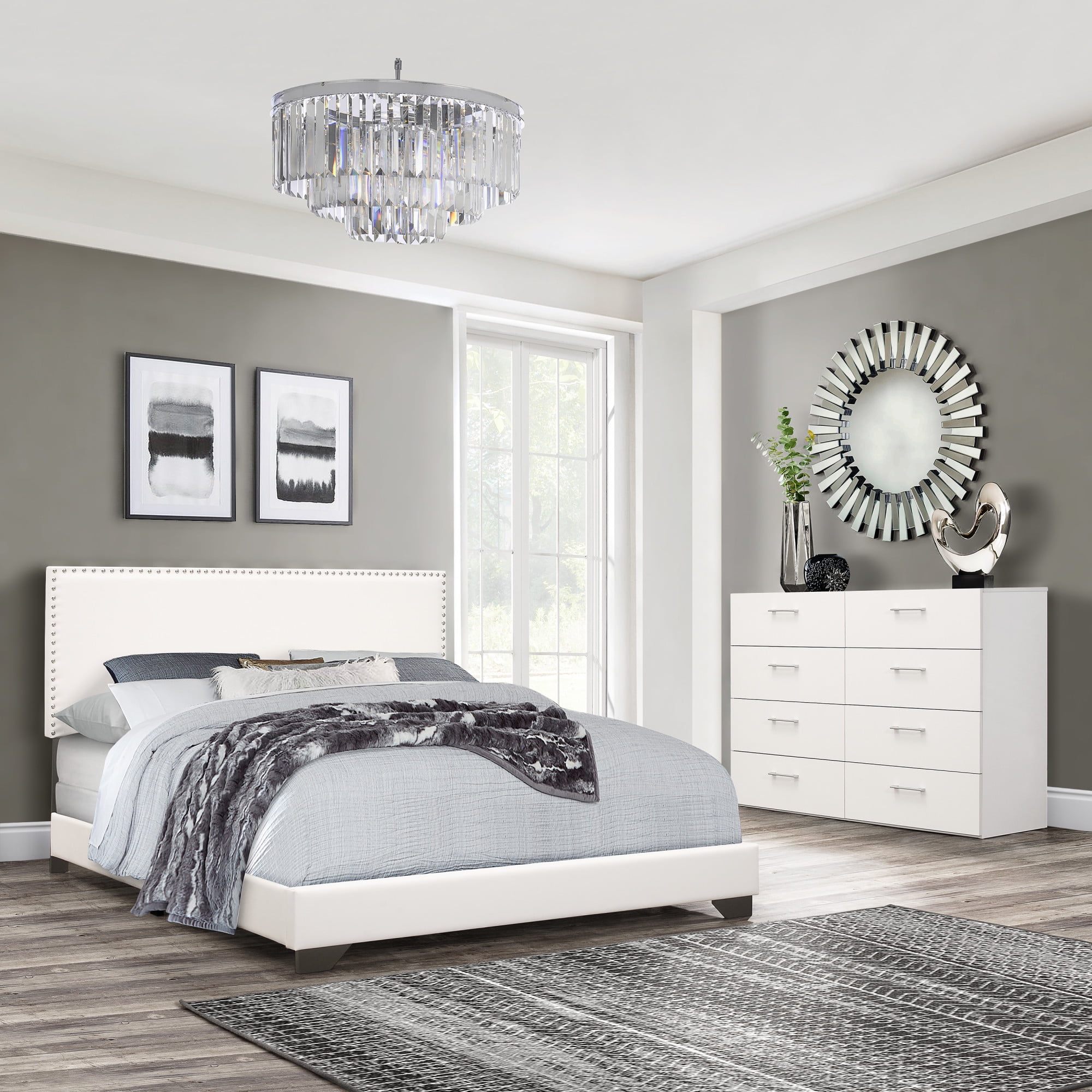 Willow nailhead trim 2024 upholstered queen bed