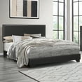 thumbnail image 1 of Willow Nailhead Trim Upholstered Queen Bed, Black Faux Leather, 1 of 10