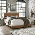 thumbnail image 1 of Willow Nailhead Trim Upholstered Queen Bed, Saddle Brown Faux Leather, 1 of 16