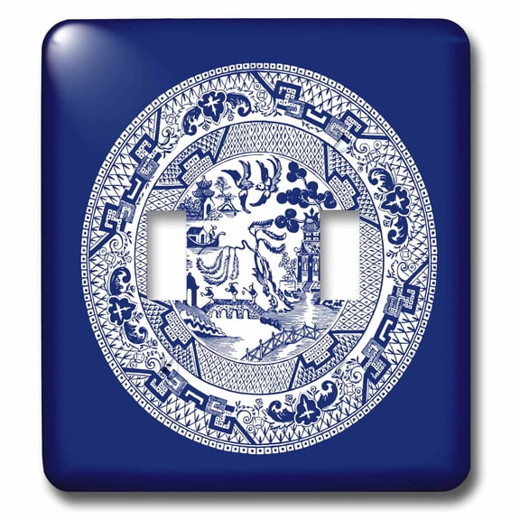 3dRose, Willow Pattern in Delft Blue and White, double toggle switch