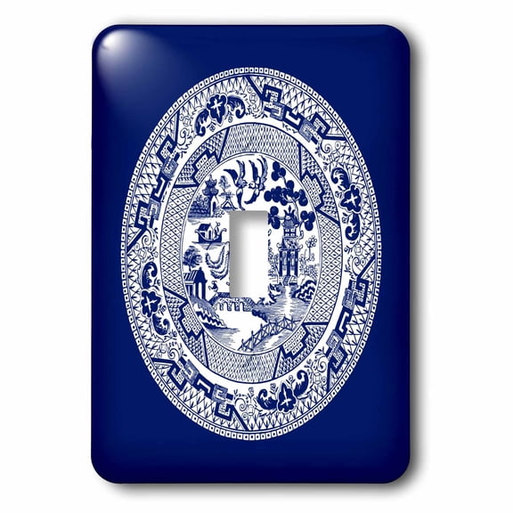 3dRose, Willow Pattern in Delft Blue and White, single toggle switch