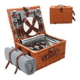 thumbnail image 1 of Willow Picnic Basket for 4 Persons with Insulated Compartment, Picnic Basket Sets with Utensils Cutlery Perfect for Valentine Day Wedding, Wicker Hamper for Outdoor Patio Lawn Garden Picnic & Camping, 1 of 8