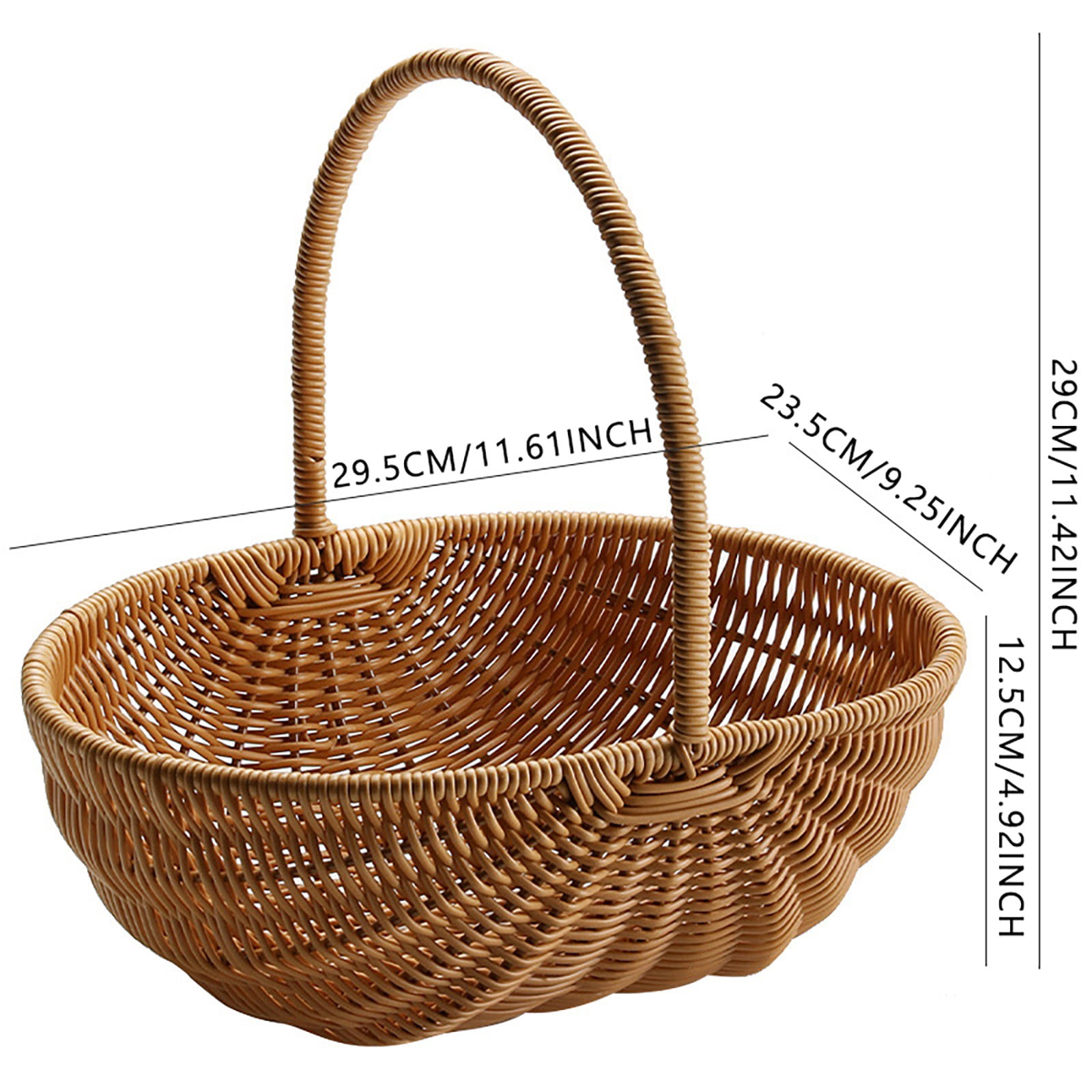 Willow Picnic Hamper,Wicker Picnic Basket with Handle,Garden Harvest Empty Easter Candy Basket,Oval Willow Woven Storage for Organizing, Fruit Egg Storage Gathering Wedding Gifts(Brown2)
