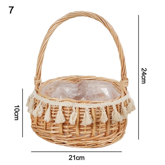 Willow Rattan Woven Basket Wicker Half Moon Storage With Handle Sturdy Small Flower Basket Flower Basket Picnic Container