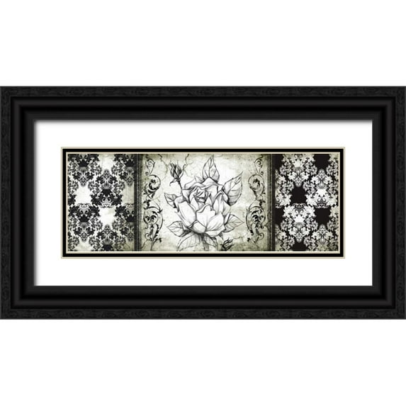 Willow, Susan P. 14x8 Black Ornate Wood Framed with Double Matting Museum Art Print Titled - Rose Vintage I