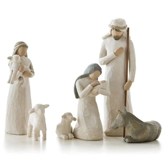 Willow Tree 6 Piece Nativity Set Hand Painted Figurines, Resin Collectible Tabletop Figurine