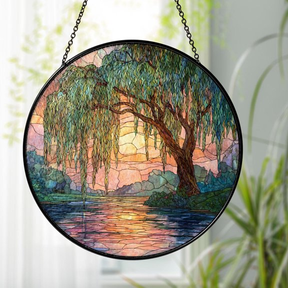 Willow Tree Anniversary Glass Suncatcher v2, 9th Wedding Anniversary, 3.5 in