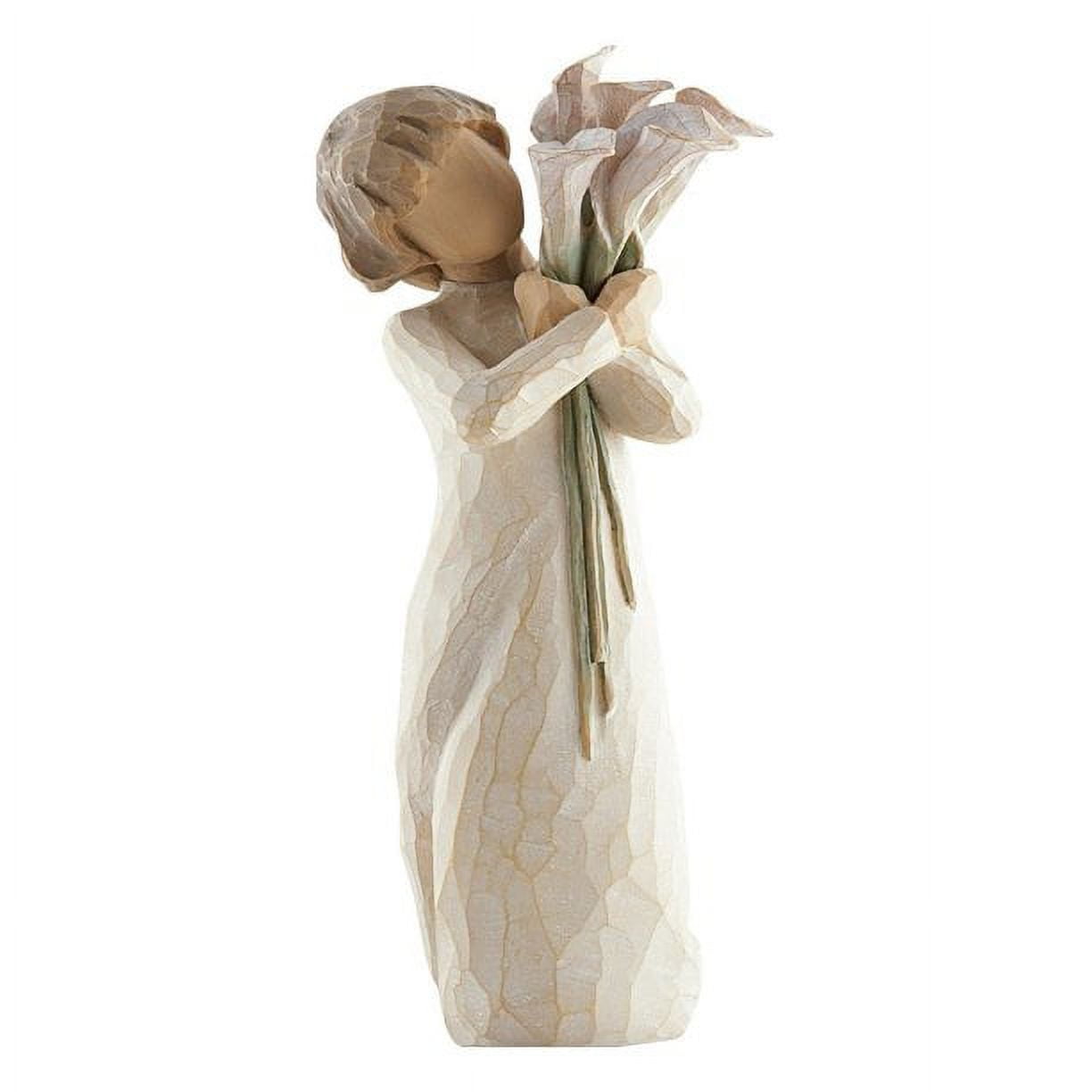Hand-Painted Resin Figurine with Flowers, Beige and Brown