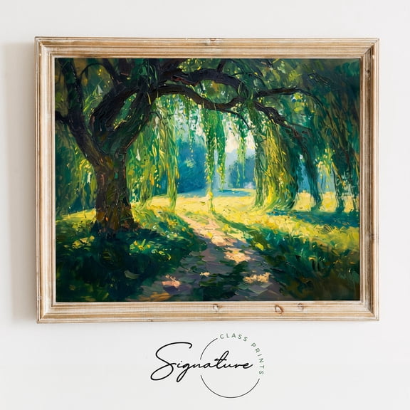 Willow Tree, Breezy French Meadow Scene, Tranquil Landscape Art, Nature Inspired Decor, Serene Wall Art, 1027 Home Decor, 12x18 UNFRAMED