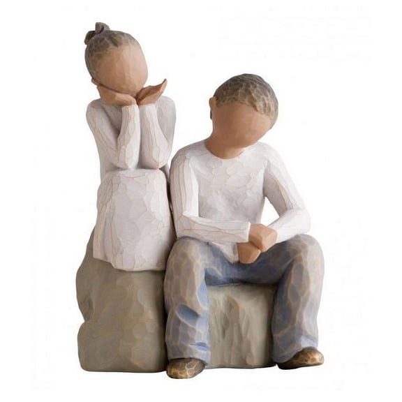 Willow Tree Brother and Sister Siblings Together Figurine 27352 Darker Hair Skin
