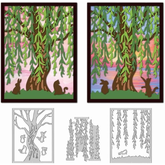 Willow Tree Cutting Dies Card Making Die Cut Stencil Carbon Steel Die Cuts Card Scrapbooking Embossing Template Metal Dies for Cards Paper Craft Making Album Invitation Gift Decor