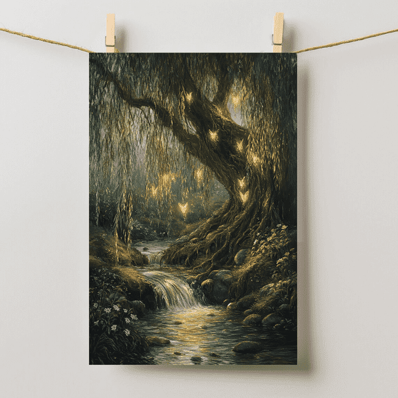 Willow Tree Fairies Cottagecore Dark Academia Enchanted Nature Wall Art