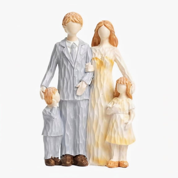 Willow Tree Figurines, Family of Four Statue - Parents with Kids Heartwarming Sculpture, Handcrafted Resin Figurine Gift for Mom & Dad, Christmas, New Home, Anniversary Family Keepsake