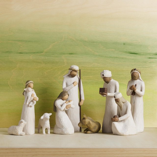 Willow Tree Nativity Starter Figures Plus Three Wisemen, Sculpted Handpained 9Piece Set, Decor