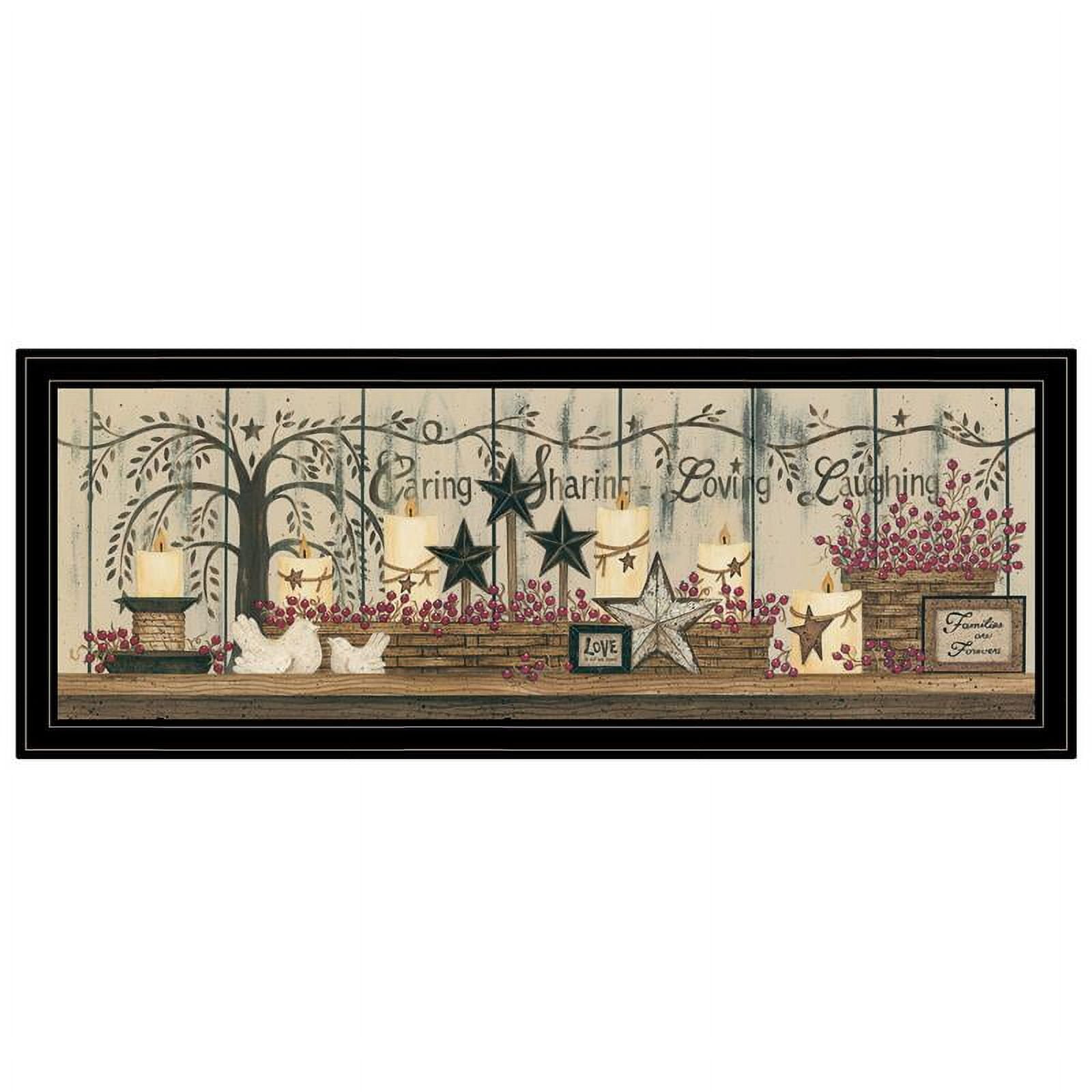 Farmhouse Black Framed Canvas Print with Earthtone Willow Tree Design