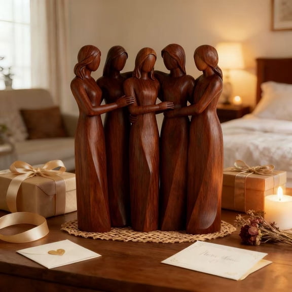 Willow Tree Sisters Sister Gifts For Women Resin Figurines Statue Friendship Decorative Sculpture Home Desk Bedroom Office Decor (5 Sisters)