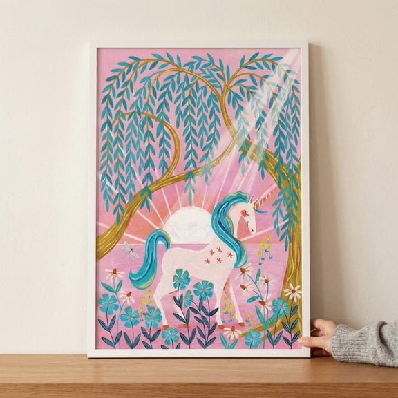 Willow Tree Sunset Unicorn Fantasy Wall Decor Unframed Paper Print