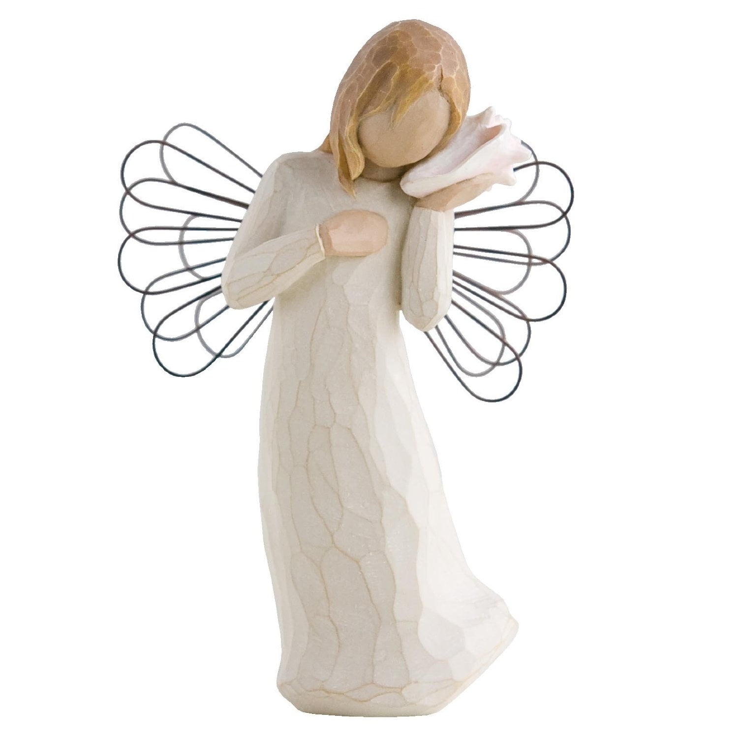 Hand-Painted Resin Angel Figurine with Wire Wings