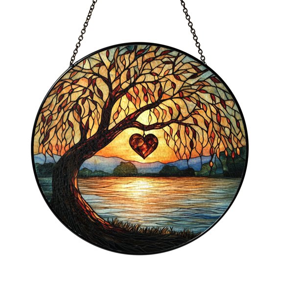 Willow Tree Window Hanging Stained Glass Suncatcher, Meaningful Anniversary Decor Gift