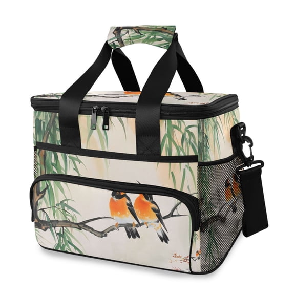 Willow Trees and Birds Portable Cooler Lunch Box Reusable Insulated Lunch Bag Leakproof 15L