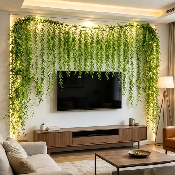 Willow Vine Garland Set, 41 Strand Artificial Greenery 88cm with 1 Rod for Wall Decor, Wedding Arch, Backdrop, Photography Prop, Boho Style