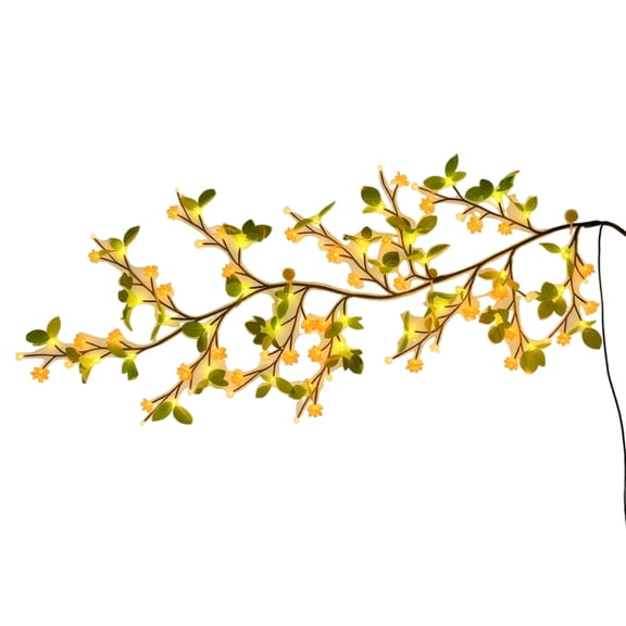 Willow Vine Lights with Remote, Christmas Swag Decorations Indoor Room Decor, Lighted Willow Vine Lights for Walls Bedroom Home Decor(Green pink flowers-1.6 m 48 light)