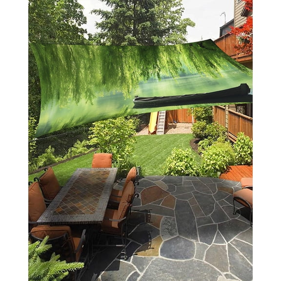Willow Whispering Leaves Sun Shade Sail 6.5'X10' Green Lake Boat Plant UV Block Outdoor Sail Shades Breathable Waterproof Rectangular Sunshade for Patio Garden Pool Pergola Porch