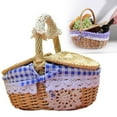thumbnail image 1 of Willow Wicker Picnic Basket with Lid - Handmade Storage Basket for Camping, Beach & Party, Washable Cotton Lining, Double Lid Design for Easy Access Clearance, 1 of 8