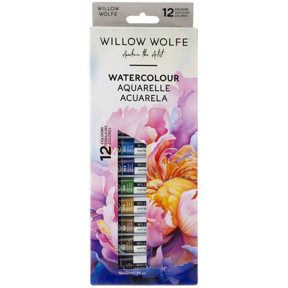 Willow Wolfe Essential Watercolor Paint Set 12ml 12/Pkg-Assorted Colors