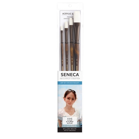Willow Wolfe Seneca Artist Portrait Brush Set-Flats, Filbert