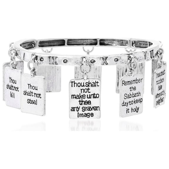 Willowbird Religious Charm Rhodium Plated Dangling Charm Stretch Women's Bracelet