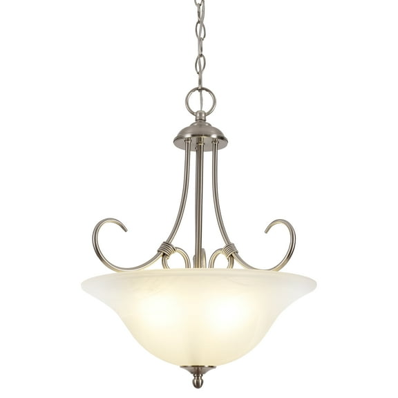 Design House Willowdale Traditional Satin Nickel Pendant Light with Alabaster Glass Shades