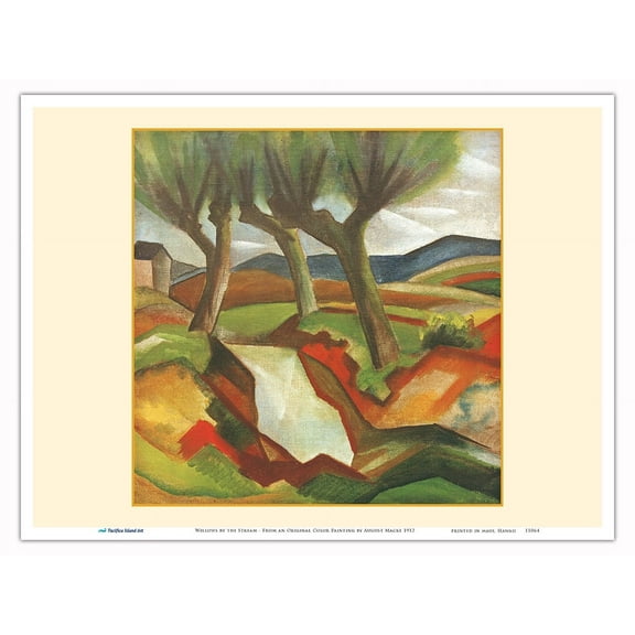 Willows by the Stream (Weiden Am Bach) - From an Original Color Painting by August Macke c.1912 - Master Art Print (Unframed) 9in x 12in