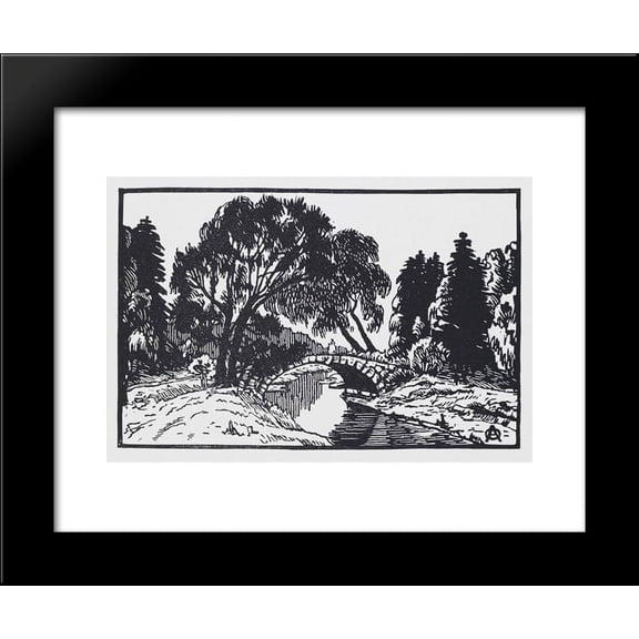 Willows near Novosilviysky Bridge 20x24 Framed Art Print by Ostroumova-Lebedeva, Anna