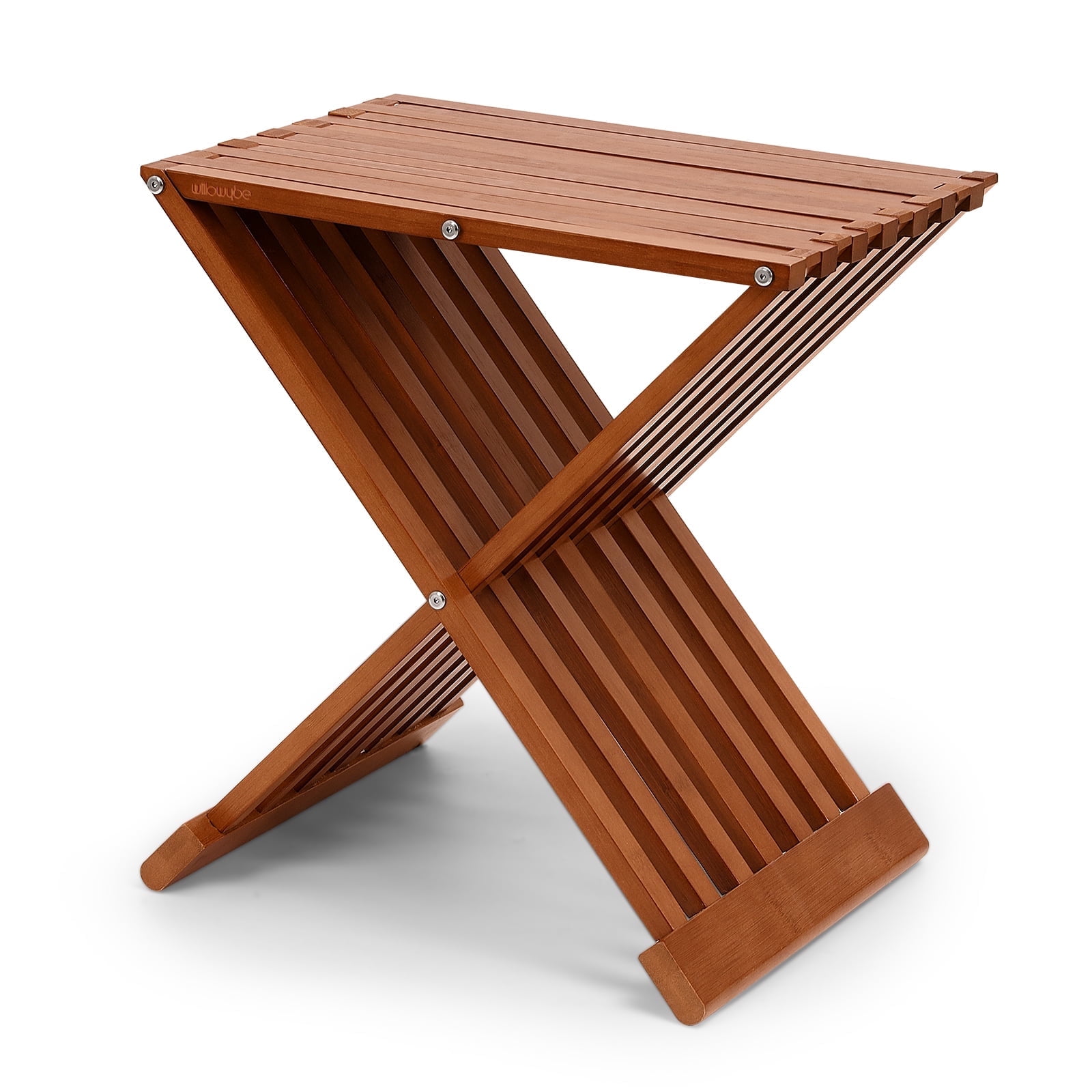 WillowyBe Sauna and Shower Folding Stool - Waterproof Bamboo Wood Bench ...