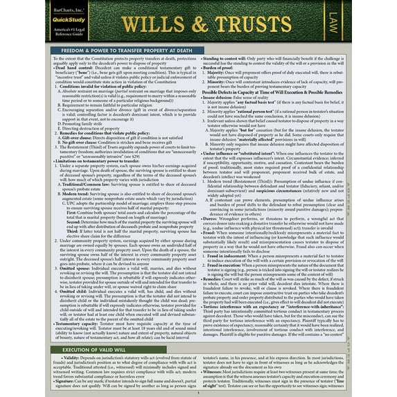 Wills & Trusts: A Quickstudy Laminated Law Reference & Bar Exam Study Guide (Other)
