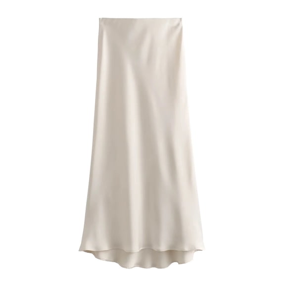 Willshela 2025 Black Satin Skirt Woman High Waist Elegant Long Skirts For Women Fashion Summer Midi Skirt Office Women's Skirts