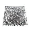 thumbnail image 1 of Willshela Women Fashion With Sequined Solid Side Zipper Mini Skirt Vintage High Waist Female Chic Lady Skirts, 1 of 10