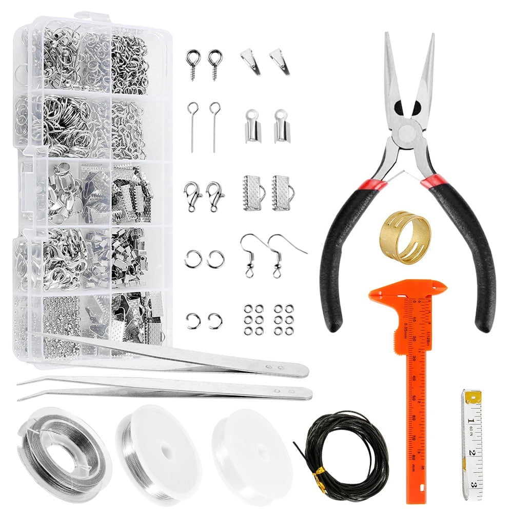 Jewelry Tools Accessories Rope Jewellery Making Tool Set Repair Set Kit  With Silver Beading Wire Nylon Cord Connecting Rings