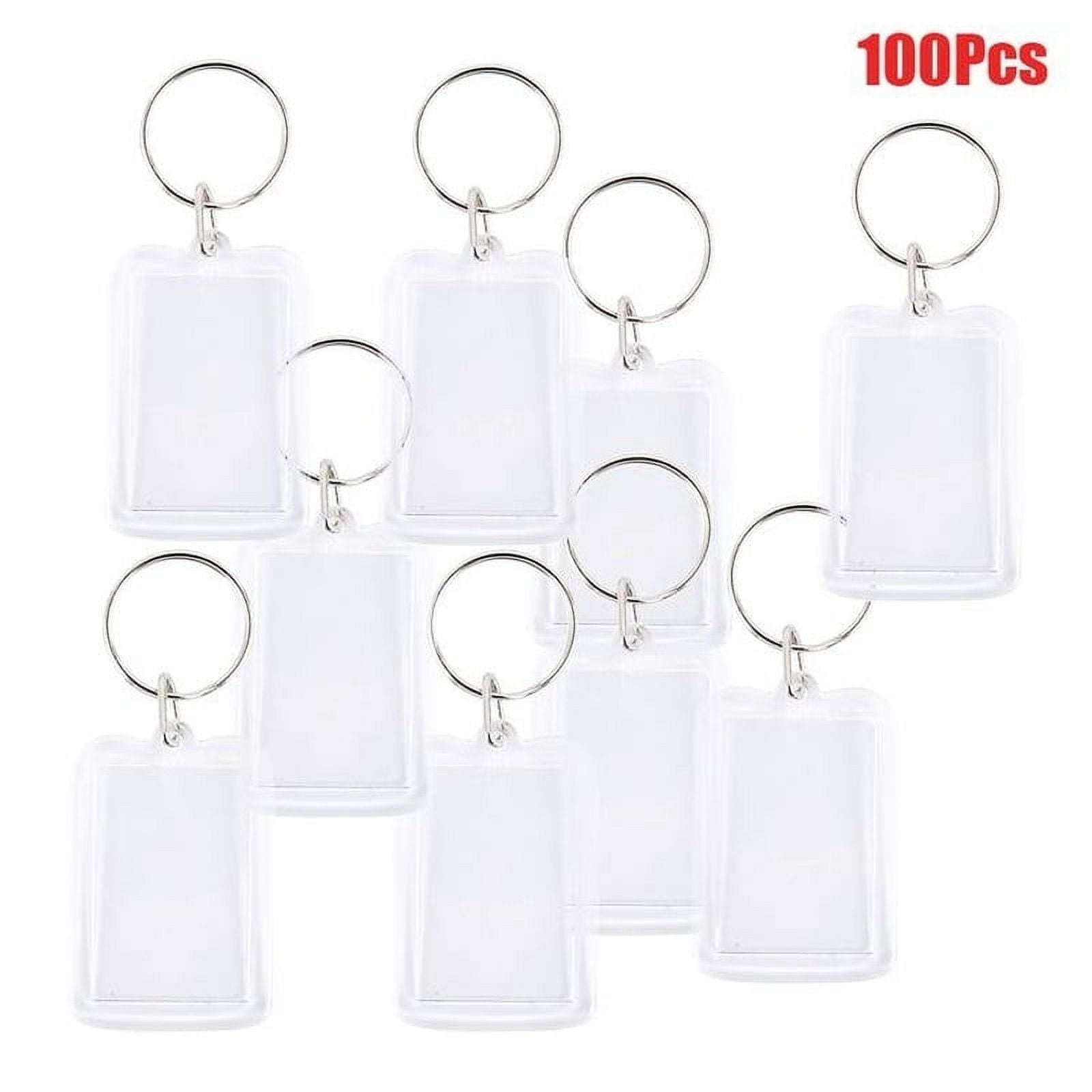 Willstar Acrylic Photo Frame Keyring, Transparent Blank Insert, 100pcs ...